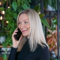 Woman smiling on phone