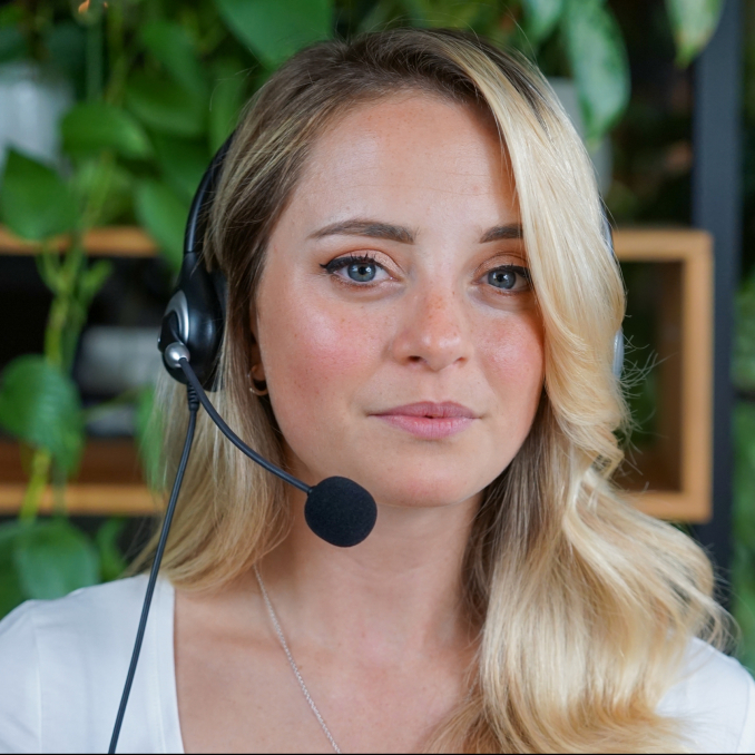 Lady with headset for answering calls